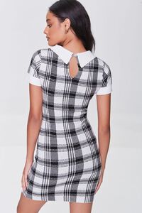BLACK/CREAM Plaid Sweater-Knit Mini Dress, image 3