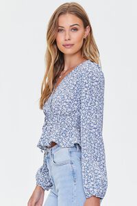 LIGHT BLUE/WHITE Ditsy Floral Print Flounce Top, image 2