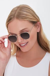 GOLD/BLACK Round Tinted Sunglasses, image 1