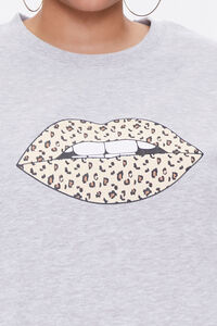 HEATHER GREY/MULTI Plus Size Leopard Lips Sweatshirt, image 5
