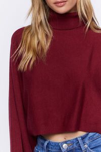 BURGUNDY Turtleneck Dolman-Sleeve Sweater, image 5