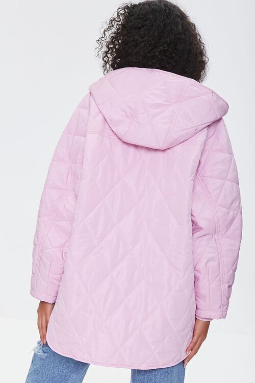 LIGHT PINK Quilted Button-Front Hooded Jacket, image 3