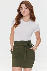 OLIVE Belted Paperbag Mini Skirt, image 1