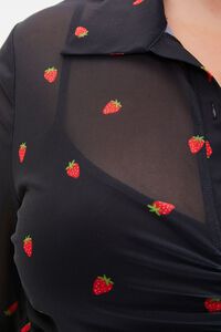 BLACK/MULTI Plus Size Mesh Strawberry Print Dress, image 5