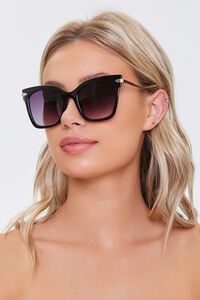BLACK Oversized Cat-Eye Sunglasses, image 1