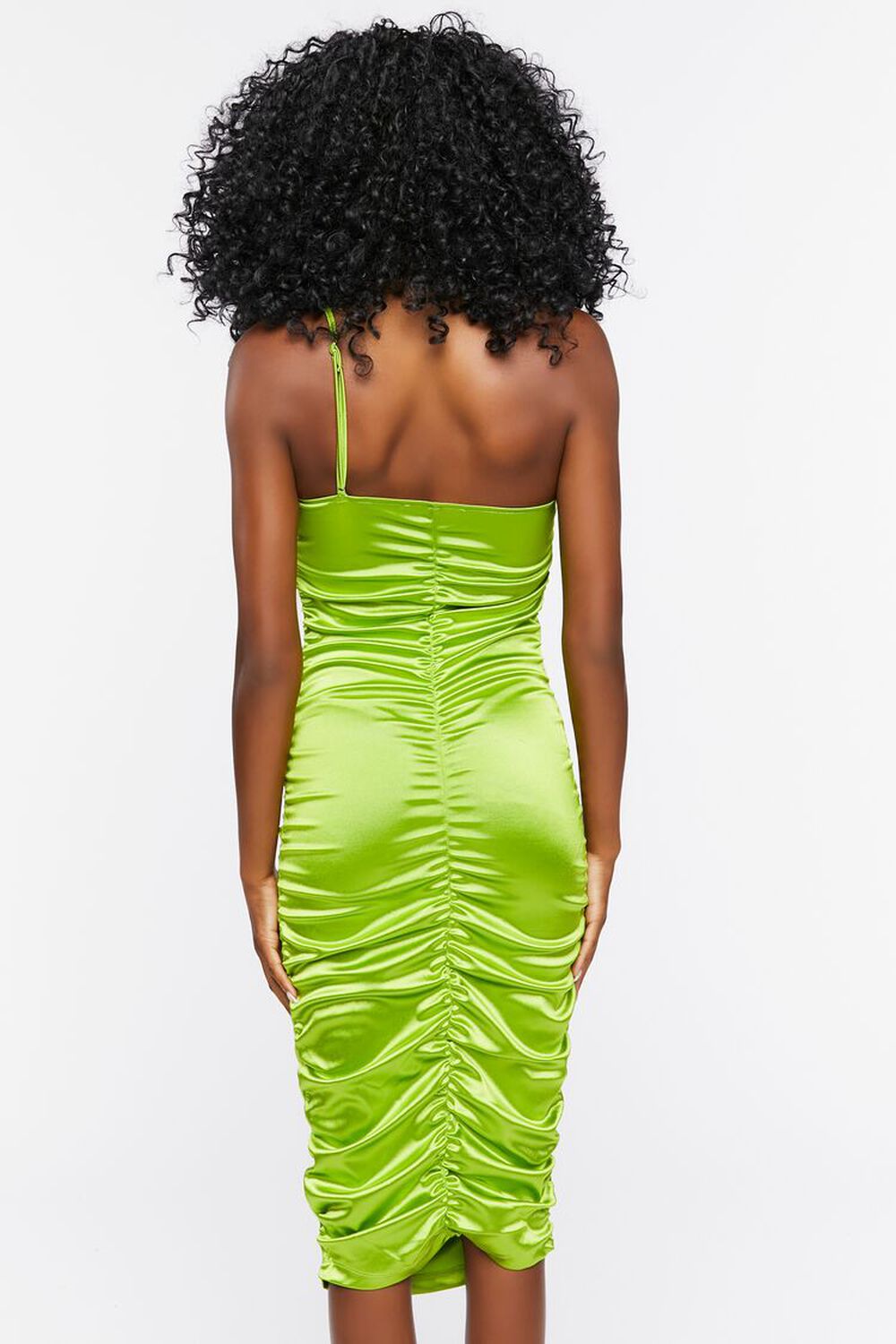 GREEN APPLE Satin One-Shoulder Midi Dress, image 3