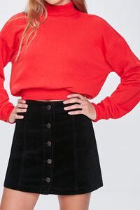 BLACK Corduroy Button-Up Mini Skirt, image 1