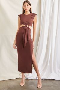 BROWN O-Ring Cutout Maxi Dress, image 4