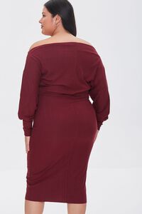 WINE Plus Size Off-the-Shoulder Dress, image 3