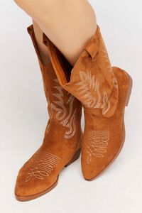 TAN Faux Suede Cowboy Boots, image 5