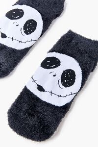 BLACK/WHITE Jack Skellington Graphic Fuzzy Socks, image 3
