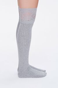 GREY Lace Knee-High Socks, image 2