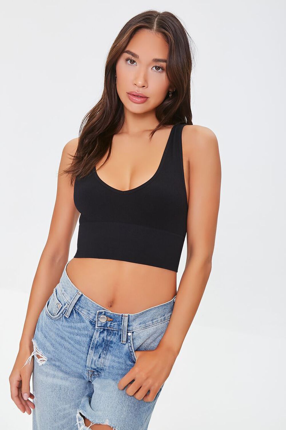 Dunnes Stores  Black Seamless Non Wired Crop Top