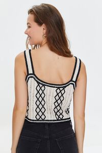 BLACK/CREAM Embroidered Floral Crochet Crop Top, image 3