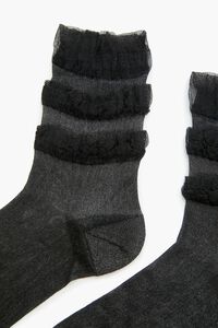 BLACK Ruffle-Trim Crew Socks, image 3