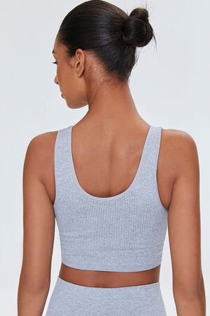 Forever 21 Women's Strappy Ruched Sports Bra in Heather Grey