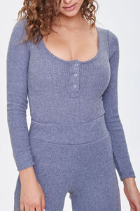 Ribbed Knit Henley Bodysuit, image 1