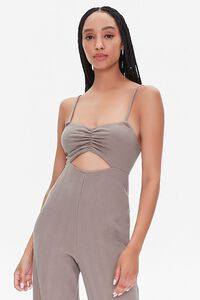 TAUPE Ribbed Knit Cutout Jumpsuit, image 4