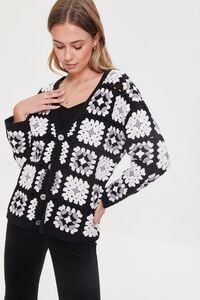 BLACK/CREAM Quilted Cardigan Sweater, image 5