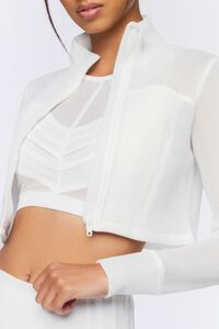 WHITE Active Mesh Zip-Up Cropped Jacket, image 5