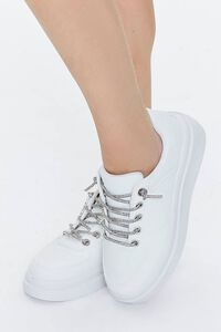 WHITE Metallic Lace-Up Platform Sneakers, image 1