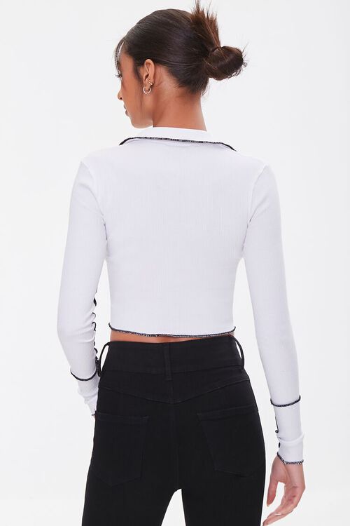 WHITE/BLACK Contrast Topstitched Shirt, image 3