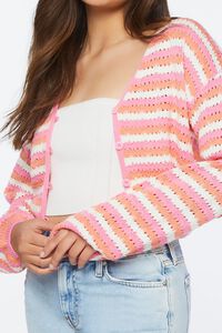 PINK ICING/MULTI Striped Cropped Cardigan Sweater, image 5