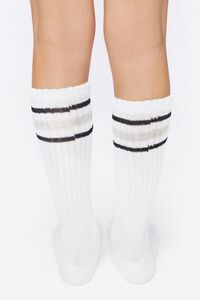 WHITE/GREY Varsity-Striped Crew Socks, image 3