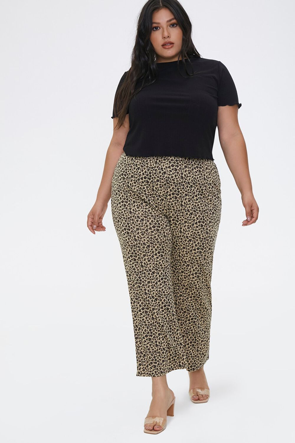 Plus Size Leopard Flare Pants, image 1