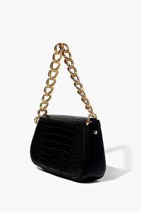 BLACK Faux Croc Leather Shoulder Bag, image 2