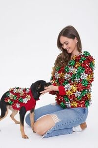 RED/MULTI Gift Topper Dog Sweater, image 3