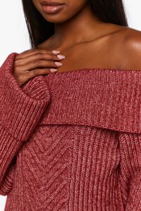 WINE Off-the-Shoulder Foldover Sweater, image 5
