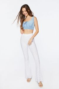 WHITE Pointelle High-Rise Flare Pants, image 1