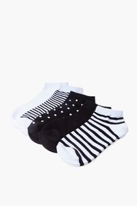BLACK/WHITE Patterned Ankle Socks Set - 5 Pack, image 2