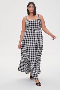 BLACK/WHITE Plus Size Plaid Maxi Dress, image 1