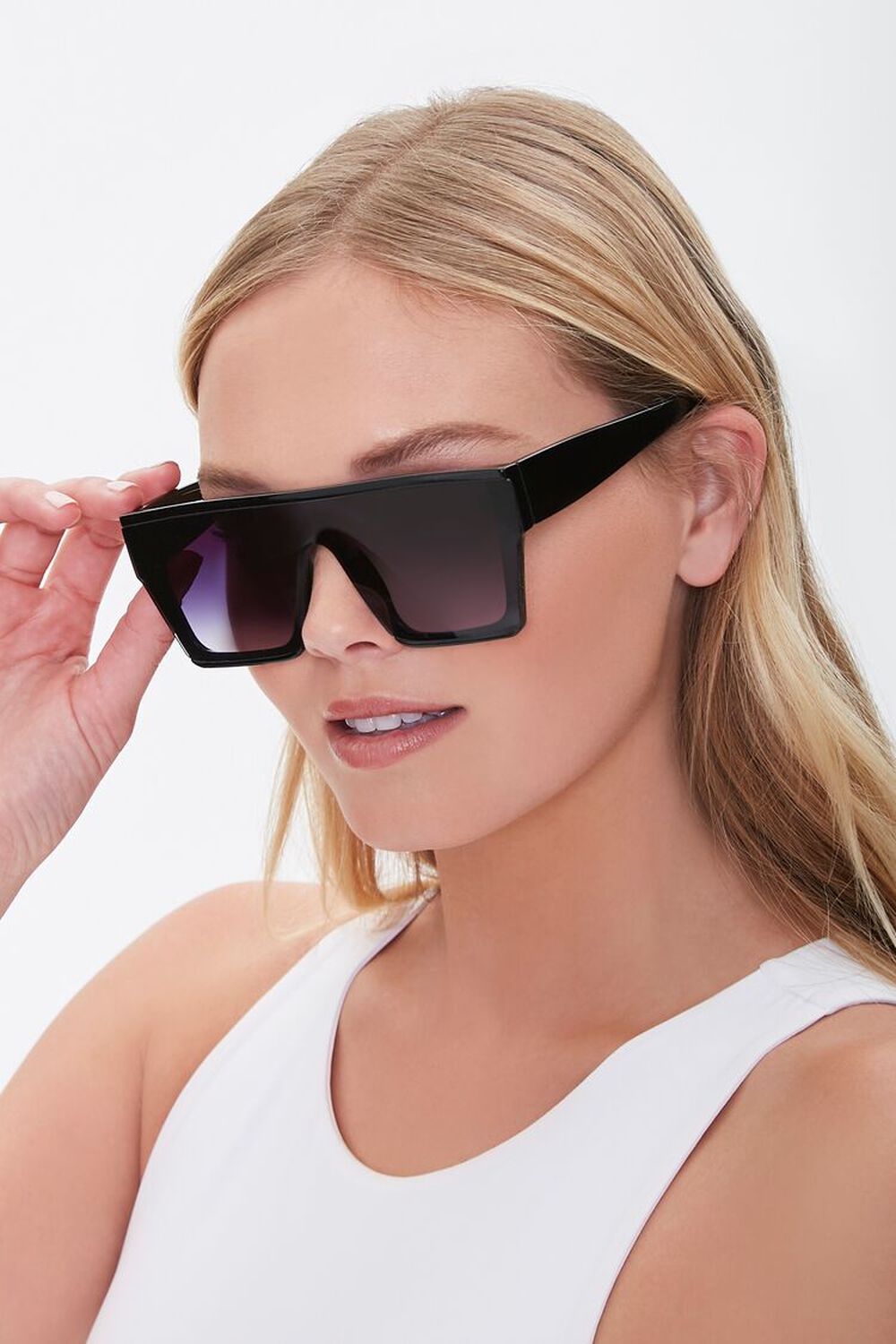 BLACK/BLACK Square Frame Sunglasses, image 1
