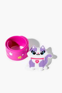 PURPLE/PINK Girls Cat Snap Bracelet (Kids), image 2