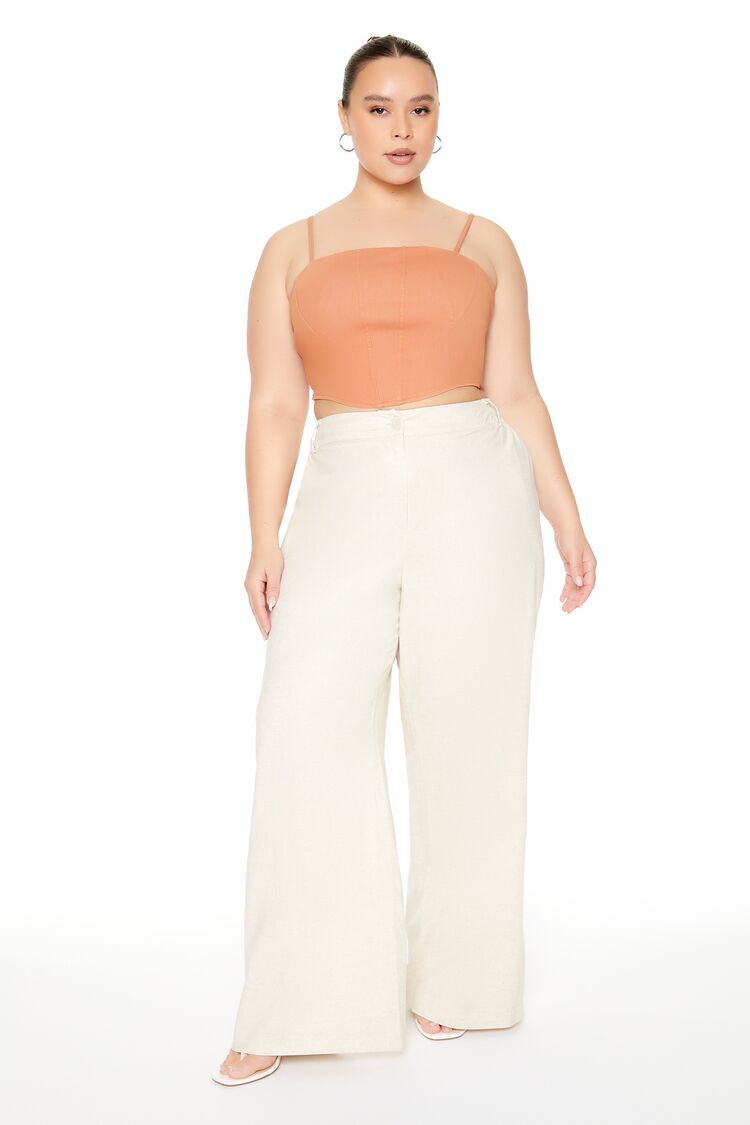 Plus Size Solid Color Ruffle Trim Split Pants Women's Plus - Temu