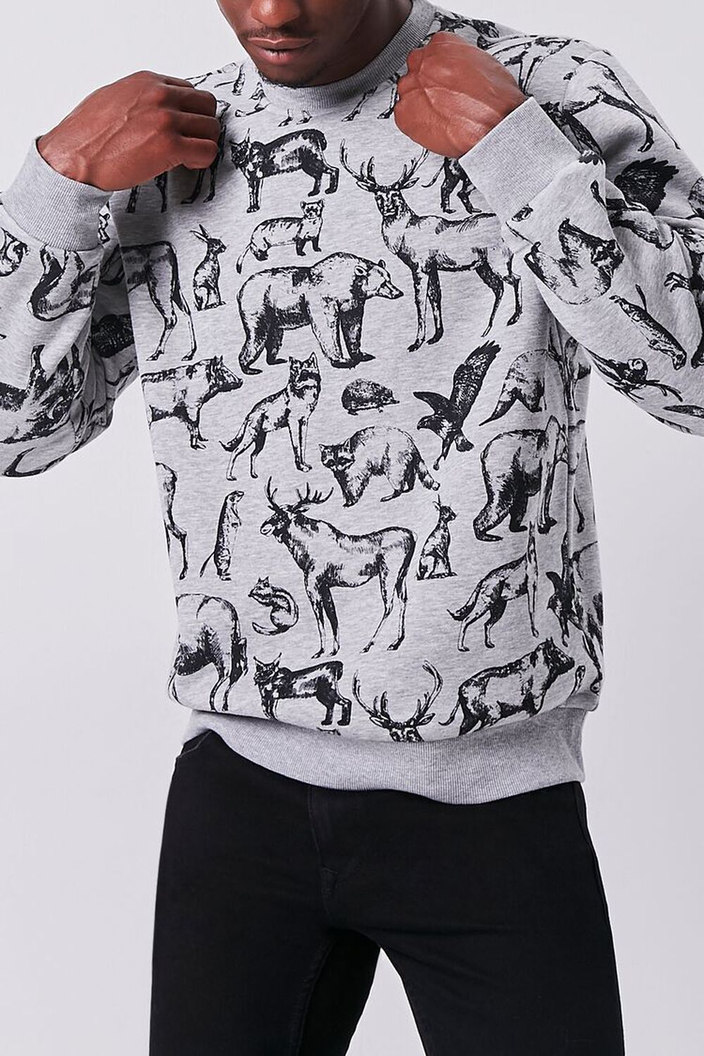 Animal Print Fleece Sweatshirt