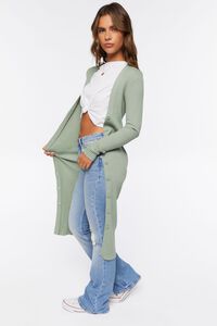 GREEN HAZE Ribbed Longline Cardigan Sweater, image 2
