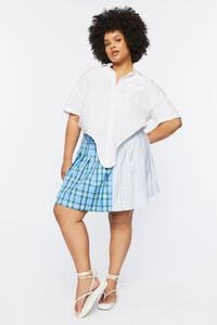 BLUE/MULTI Plus Size Reworked Plaid Mini Skirt, image 5