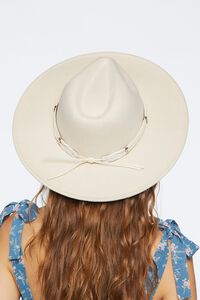 CREAM/SILVER Knotted Faux Leather-Trim Fedora, image 4