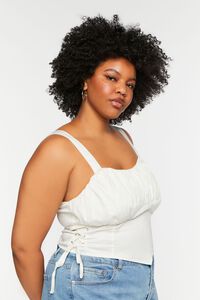 BRIGHT WHITE Plus Size Ruched Lace-Up Top, image 2