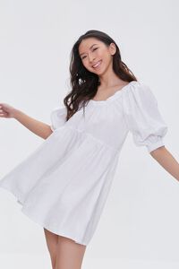 WHITE Linen-Blend Mini Dress, image 1