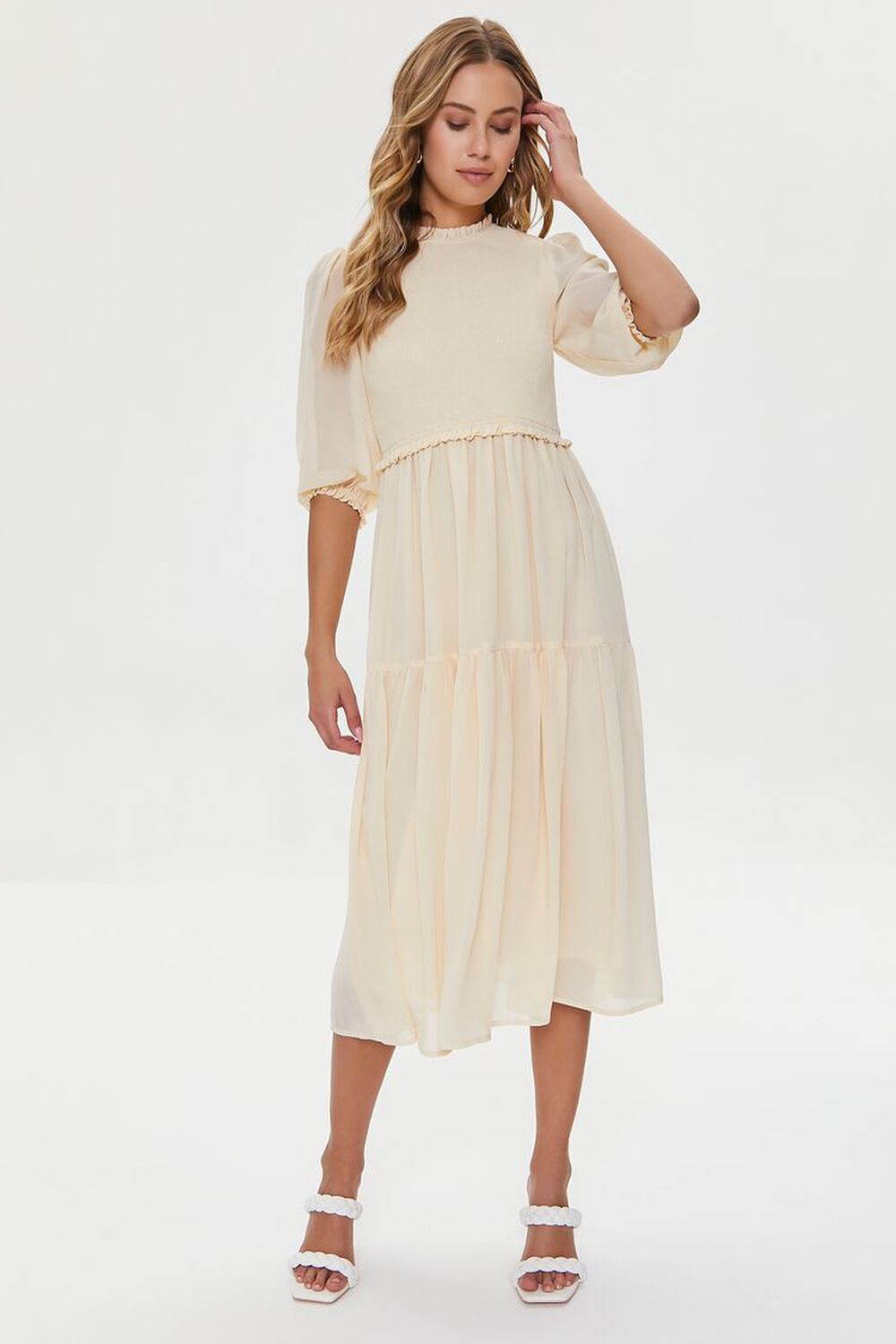 SANDSHELL Smocked Peasant-Sleeve Dress, image 1