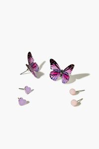 PURPLE Butterfly Stud Earring Set, image 1