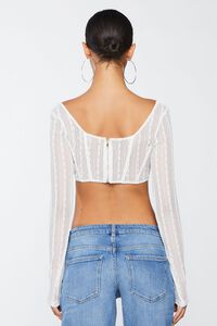 WHITE Crochet Lace Long-Sleeve Crop Top, image 3