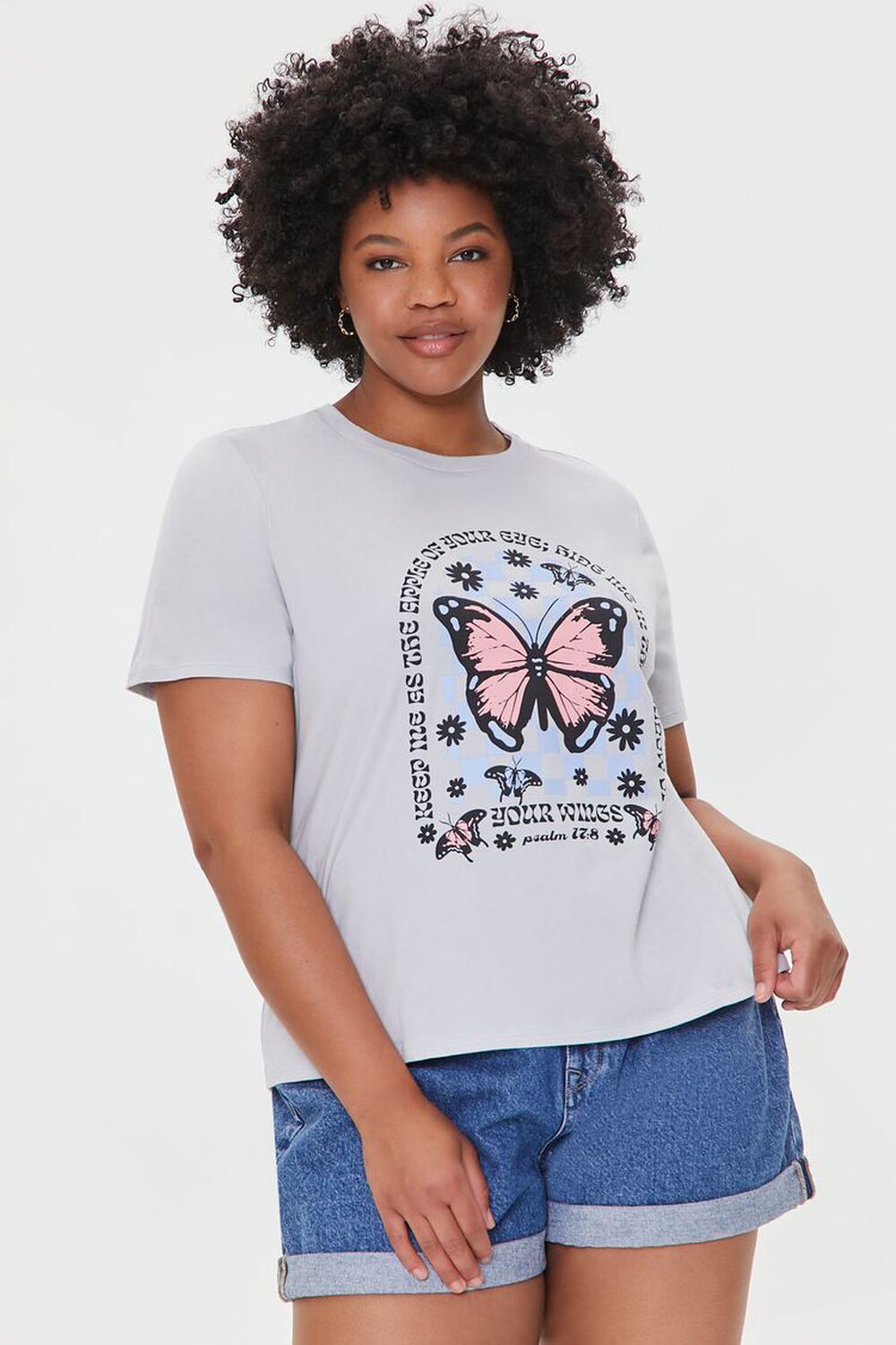 CHARCOAL/MULTI Plus Size Organically Grown Cotton Graphic Tee, image 1