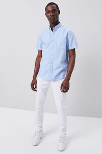 BLUE Fitted Oxford Pocket Shirt, image 4