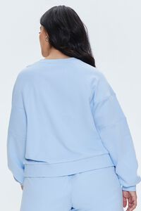 BLUE/CREAM Plus Size Embroidered Beverly Hills Pullover, image 3